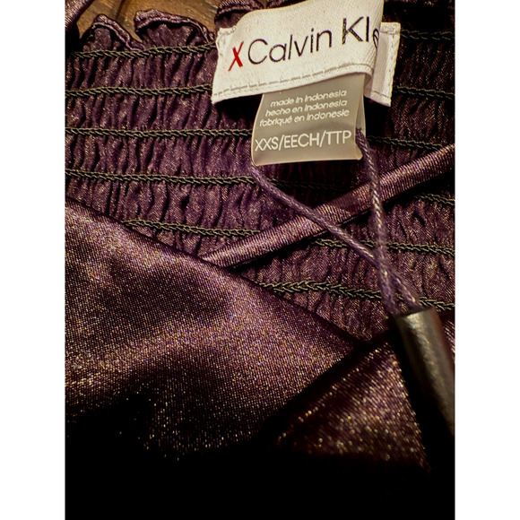 Calvin Klein Womens Slim Fit Camisole Black Satin Adjustable Tie Strap XXS NWT - Picture 5 of 8